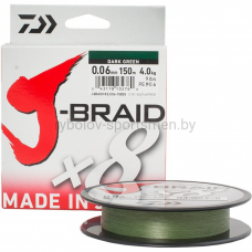 Леска плетеная Daiwa J-Braid x8, темно-зеленая, 150 м