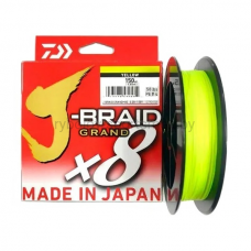 Леска плетеная Daiwa J-Braid Grand X8, желтая, 135 м