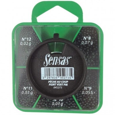 Грузила Sensas GREEN SHOT BOX 5 секций мелкие набор