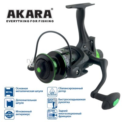 Катушка безынерционная с байтраннером Akara Geden Carp FG 3000, черная