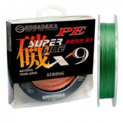 Леска плетеная Kosadaka Super Line PE X9, темно-зеленая, 150 м