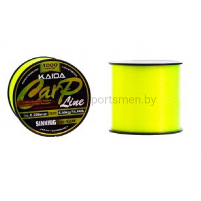 Леска монофильная KAIDA CARP LINE FLUO YELLOW, 1000 м, желтая