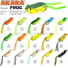 Воблер Akara Frog 55F, 55 мм, 12 г, плавающий, лягушка