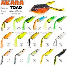Воблер Akara Toad 60F, 60 мм, 13 г, плавающий, лягушка