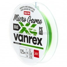 Леска плетеная Lucky John Vanrex Micro Game х4 BRAID Fluo Green 125 м, зеленая