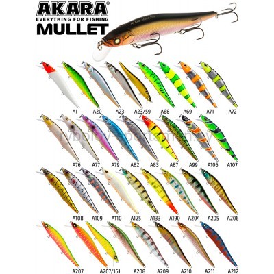 Воблер Akara Mullet 110F, 110 мм, 14 г, плавающий