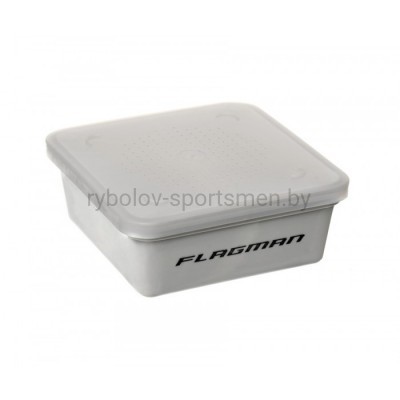 Коробка для наживки+сито+крышка Flagman, GREY BOX+COVER+RIDDLE, 135x135x55 мм
