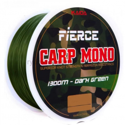 Леска монофильная KAIDA Fierce Carp Mono Dark Green, 1300 м, зеленая