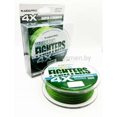 Леска плетеная Kaida Pro Fighters 4x, 100 м, зеленая