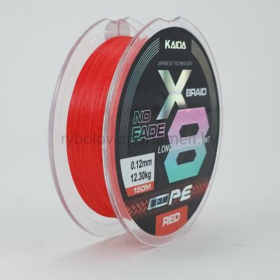 Леска плетеная Kaida X8 Bright PE, 150 м, красная