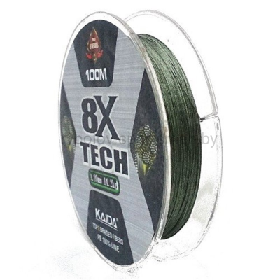 Леска плетеная Kaida 8X TЕCH YX-108, 100 м, зеленая